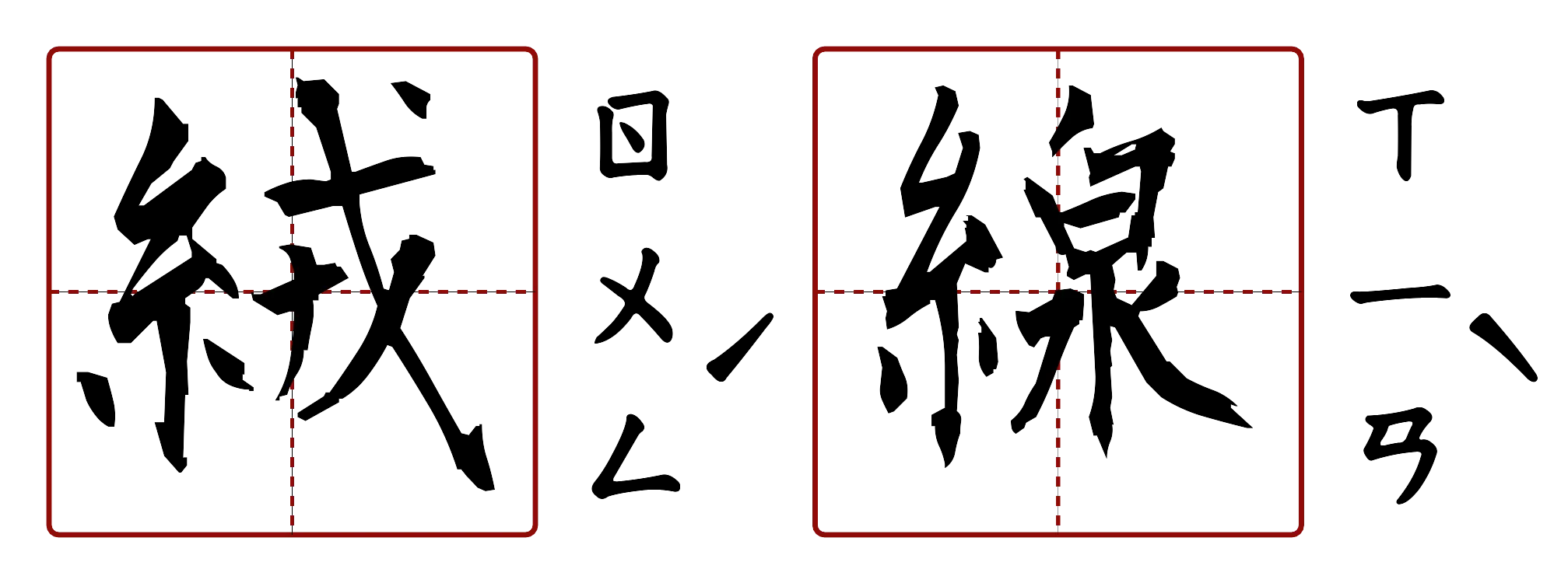 絨線 的字音圖