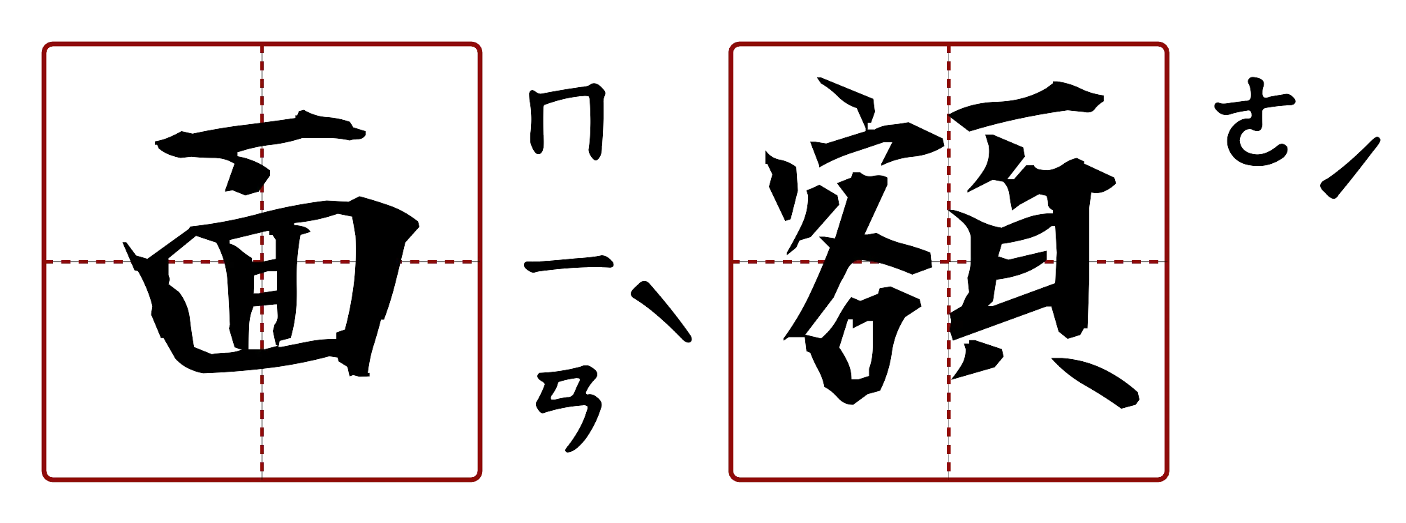 面額 的字音圖