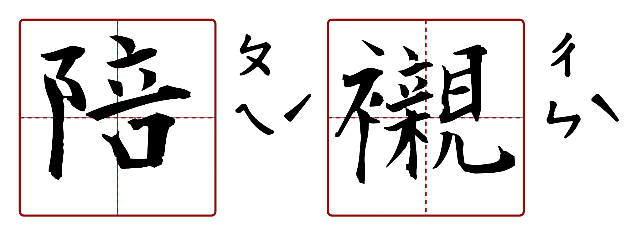 陪襯 的字音圖